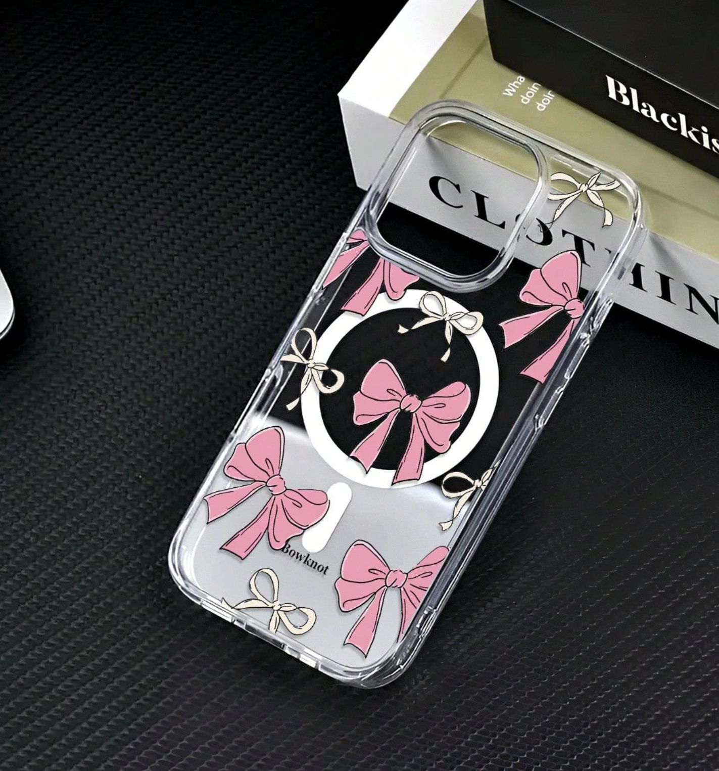 Pink Bow Transparent Magnetic Mobile Phone Case