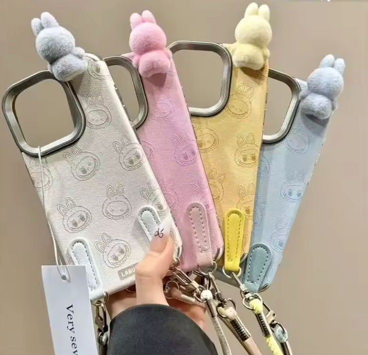 Labubu Handheld Rope Phone Case – Cute Cartoon Protective Case with Detachable Wrist Strap
