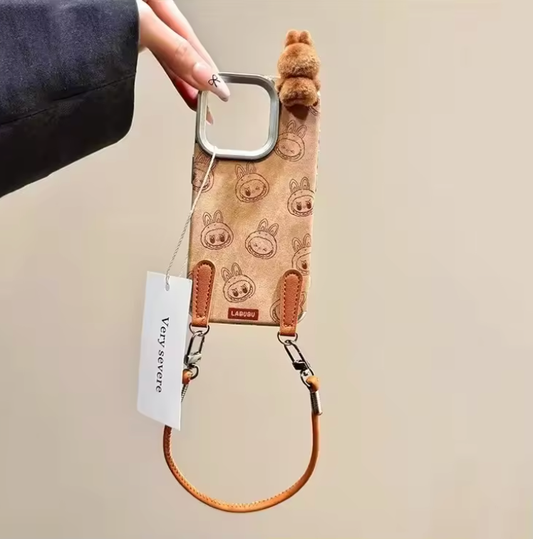 Labubu Handheld Rope Phone Case – Cute Cartoon Protective Case with Detachable Wrist Strap