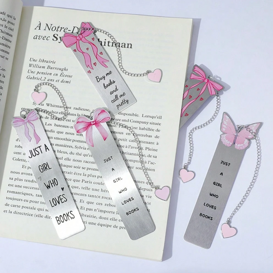 1pc Pink Bow Metal Bookmark – Elegant Page Marker with Delicate Ribbon Accent for Books & Journals