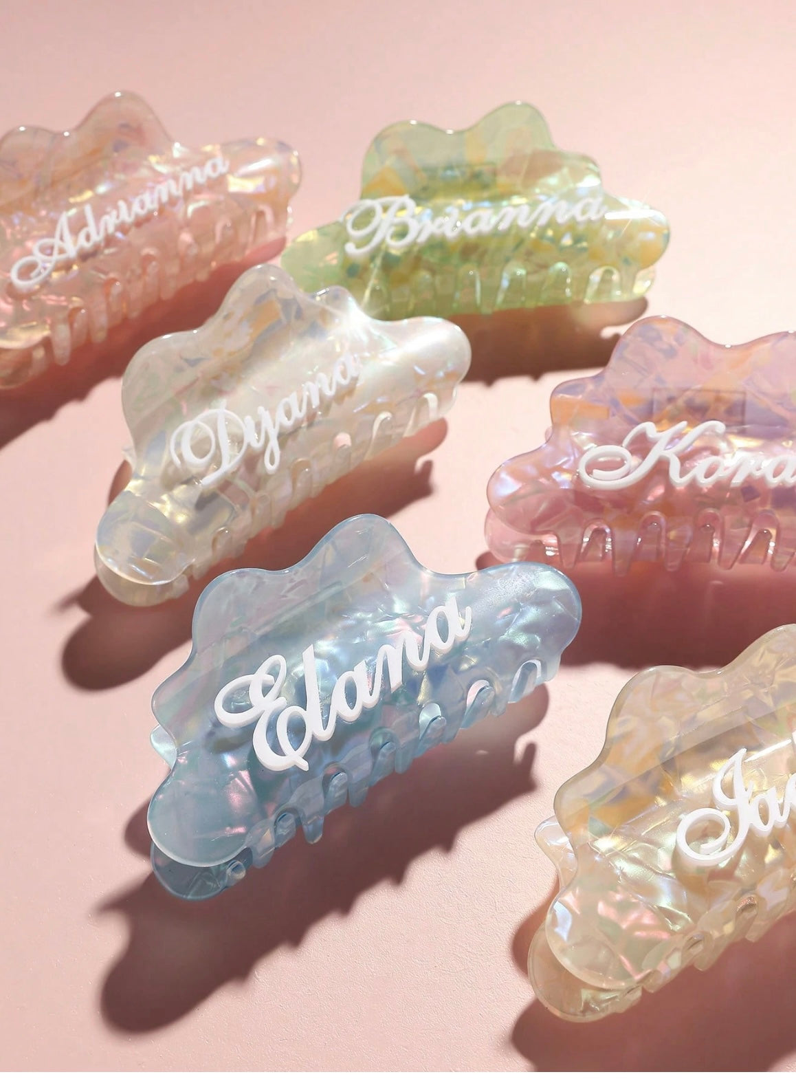 1pc Personalized Pearlescent Name Hair Clip – Custom Elegant Hair Accessory for Brides, Bridesmaids, and Special Occasions, Write Your Name in Order Instruction