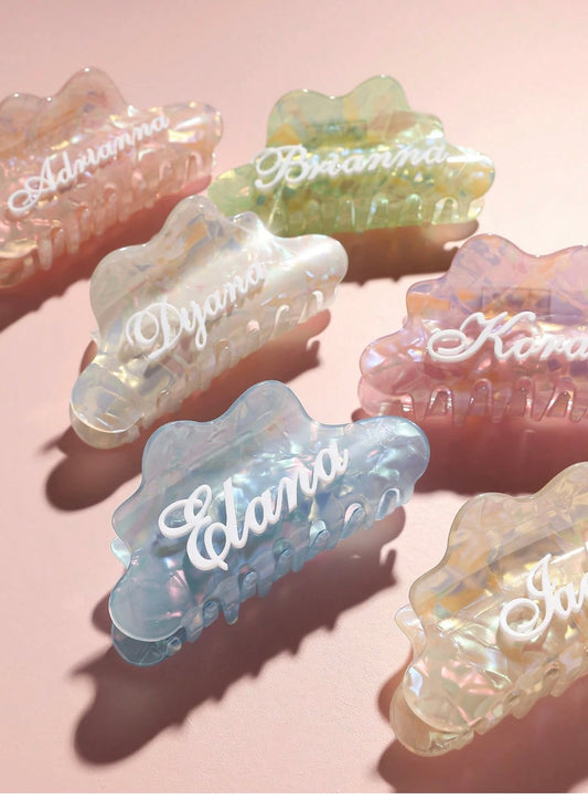 1pc Personalized Pearlescent Name Hair Clip – Custom Elegant Hair Accessory for Brides, Bridesmaids, and Special Occasions, Write Your Name in Order Instruction