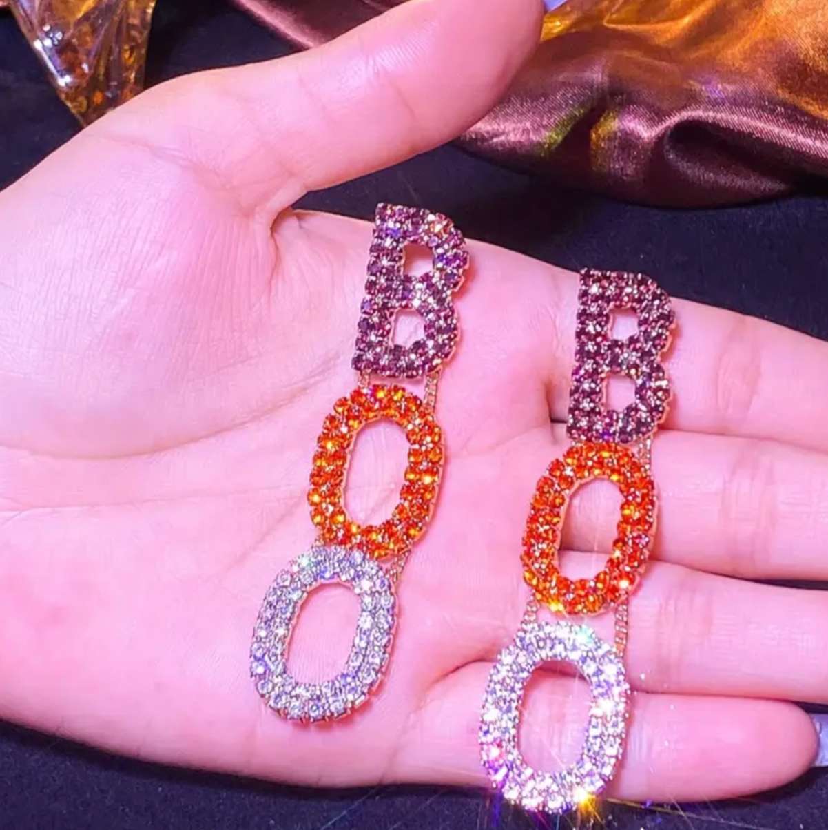 Festive Studded BOO Earrings – Charming and Luxurious Holiday Gift for Women 🎃✨