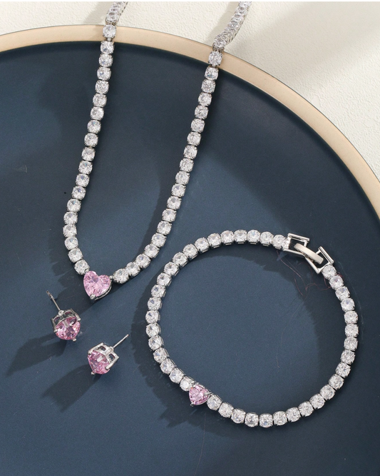 3pcs Copper Heart Claw Chain Set, Suitable For Daily Wear