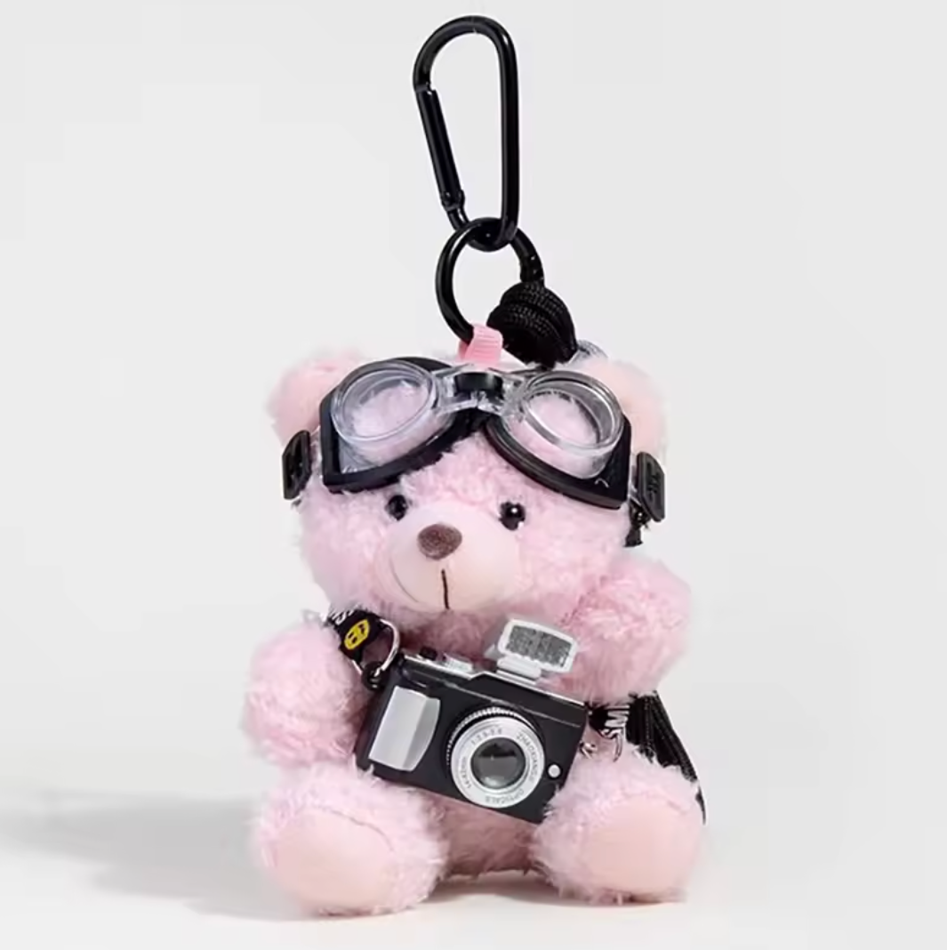 Cute Camera Model Little Bear Plush Keychain
