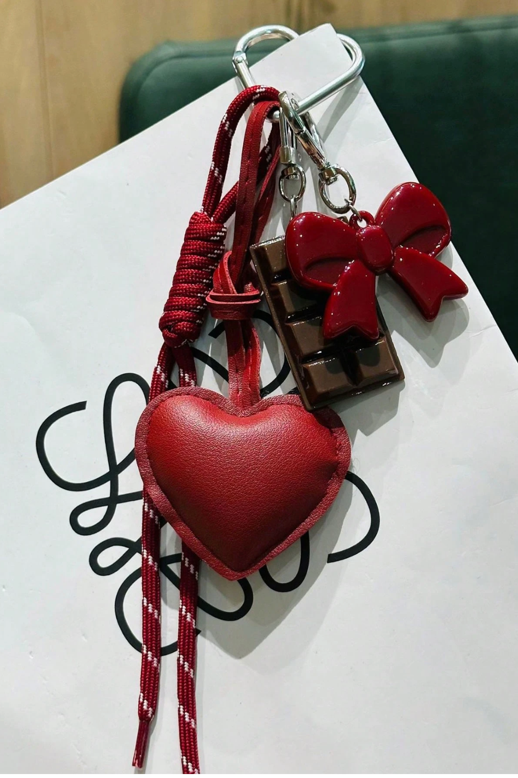 Heart Bow Leather Bag Charm