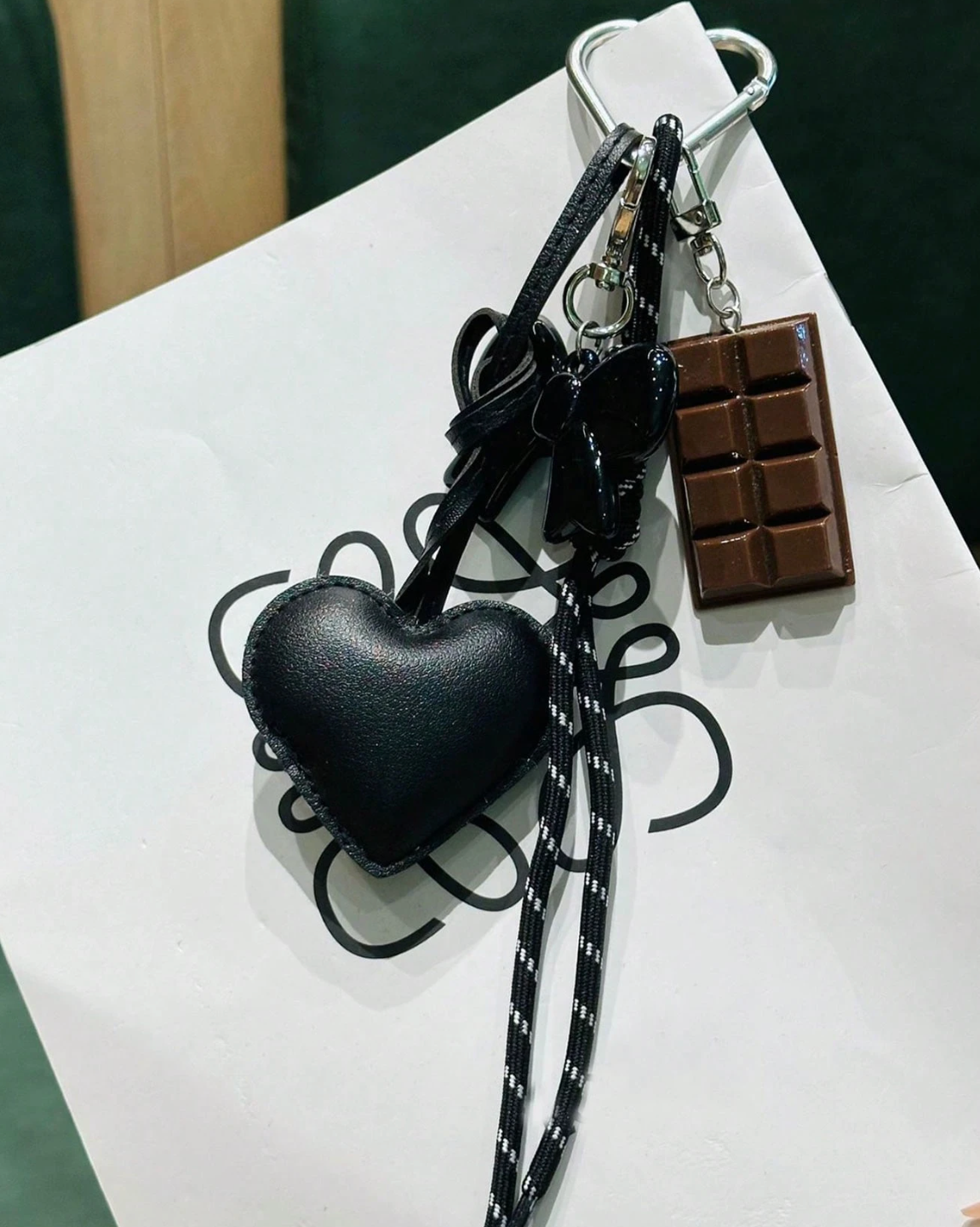Heart Bow Leather Bag Charm