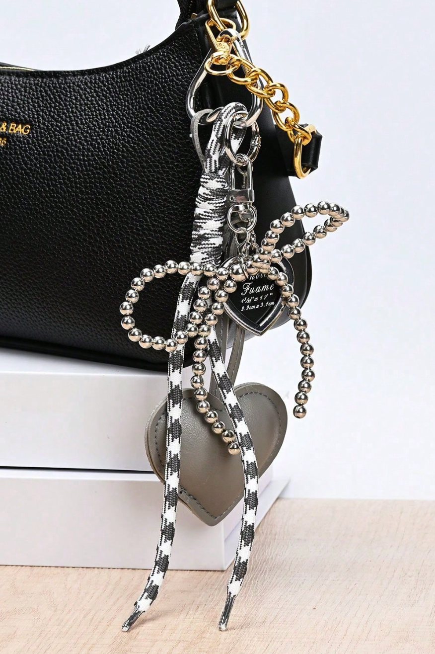 Bow Heart-Shaped Bag Charm