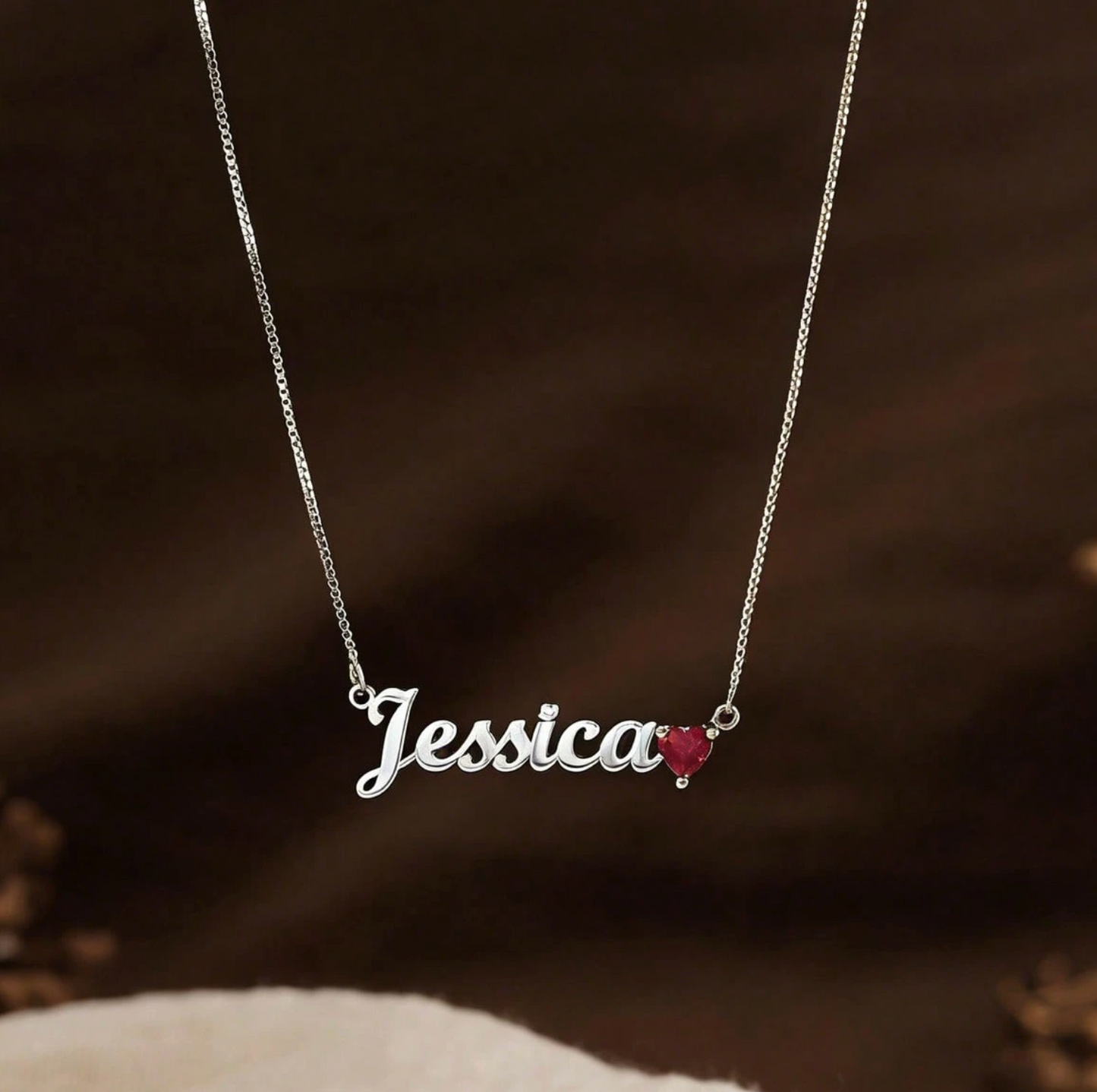 [Made-to-Order] Custom Name Pendant Heart Zirconia Necklace, 7-12 Business Day Processing Time