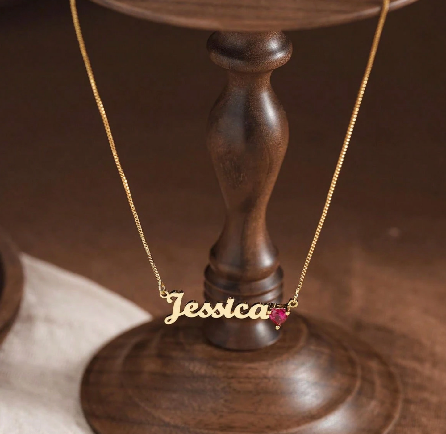 [Made-to-Order] Custom Name Pendant Heart Zirconia Necklace, 7-12 Business Day Processing Time