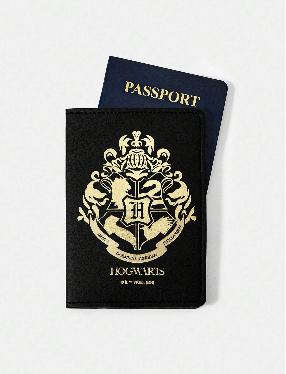 Harry Potter Fashion PU Leather Foil Emblem Print Passport Holder