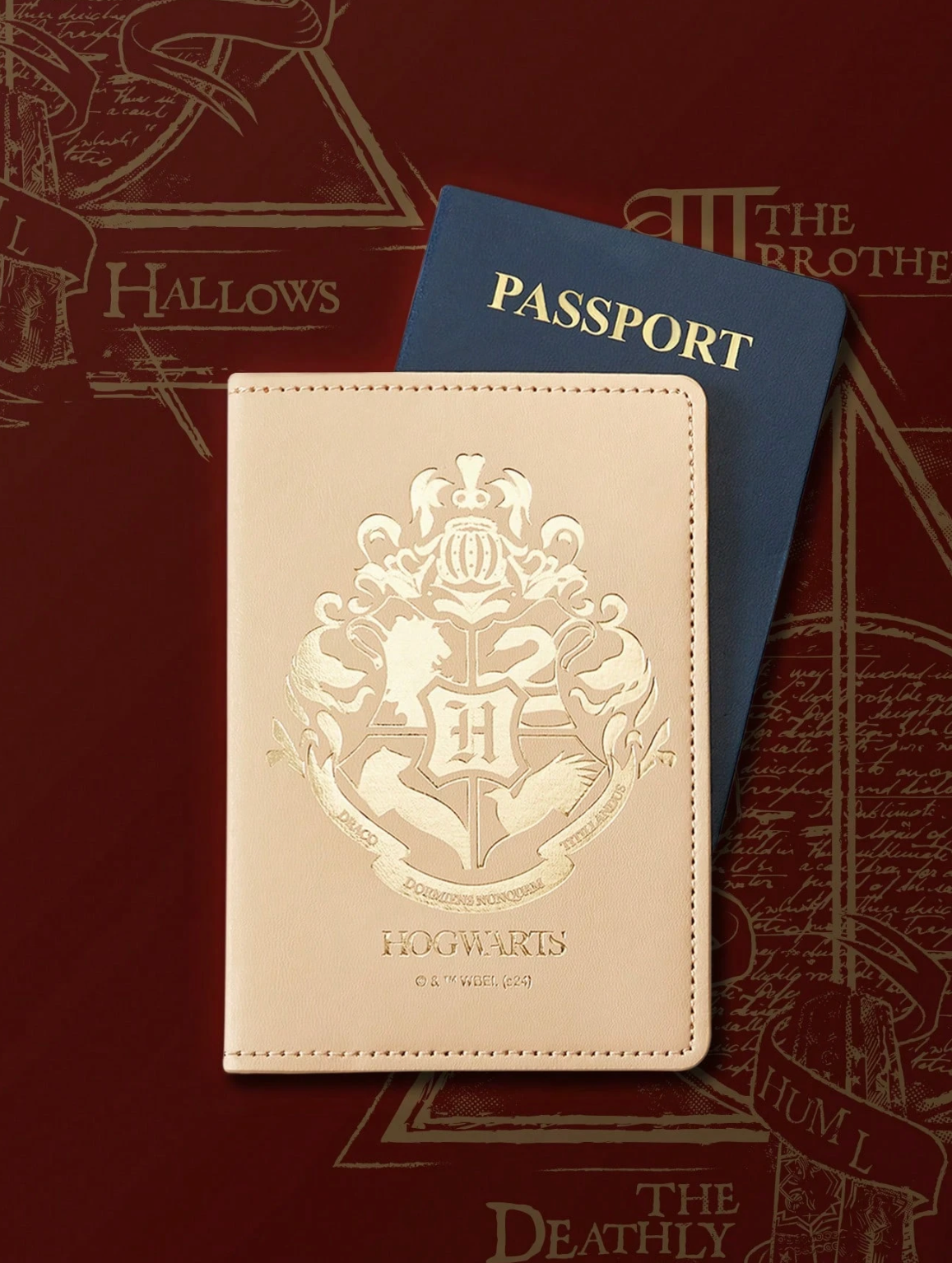 Harry Potter Fashion PU Leather Foil Emblem Print Passport Holder