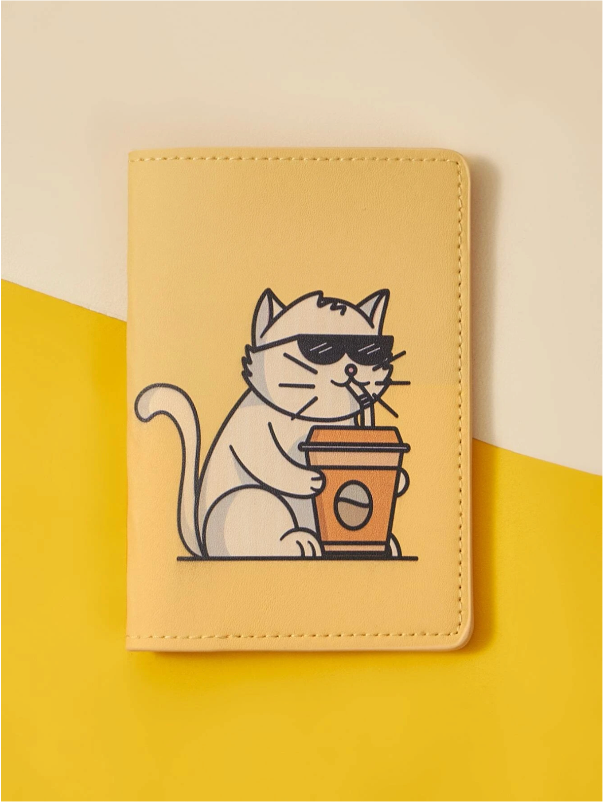 Dudeline Artist Girlcore Cartoon Cat Print Passport Case