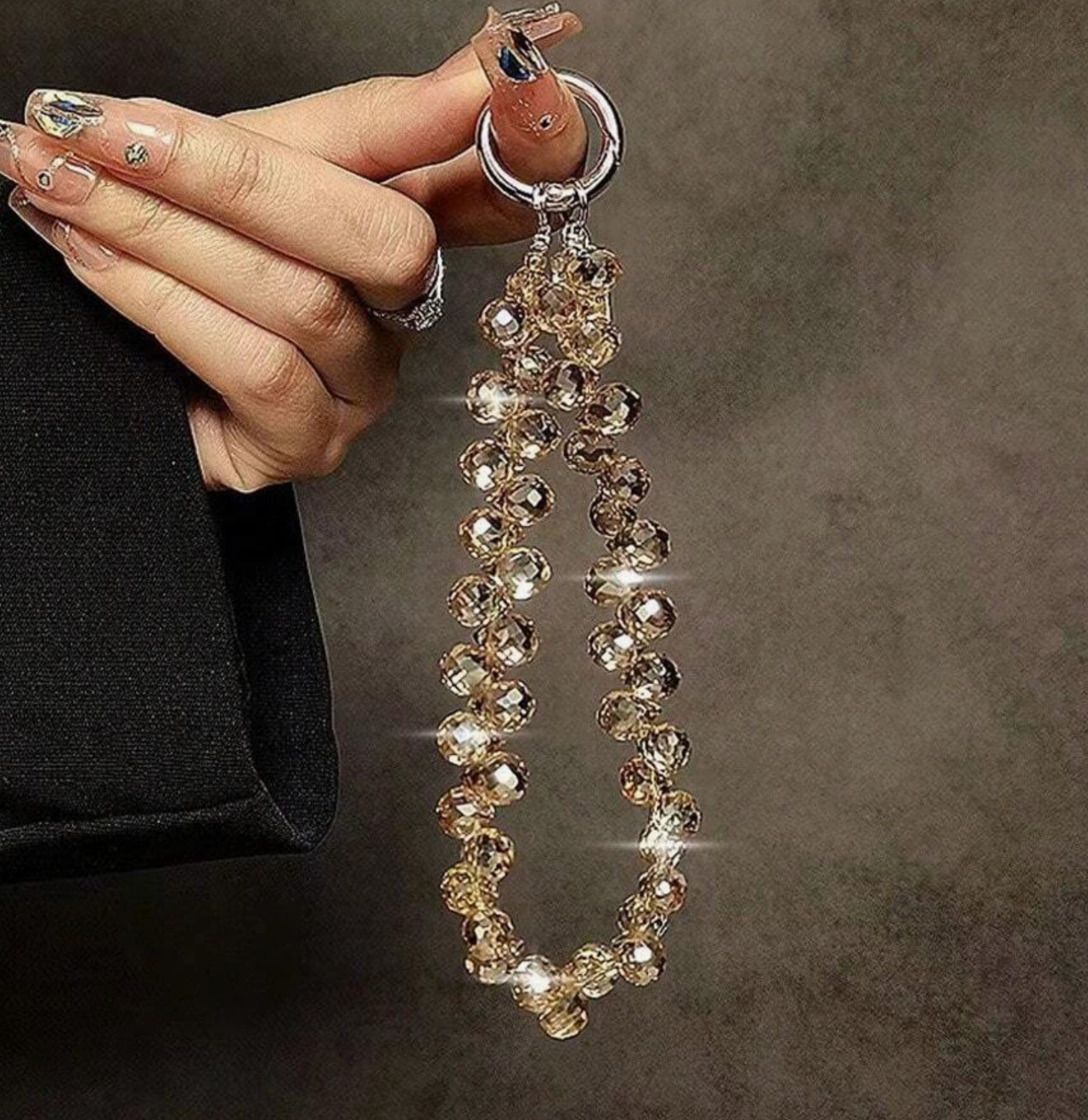 Luxury Crystal Bead Detachable Wrist Strap – Elegant Chain for Handbags, Phone Cases & Keychains