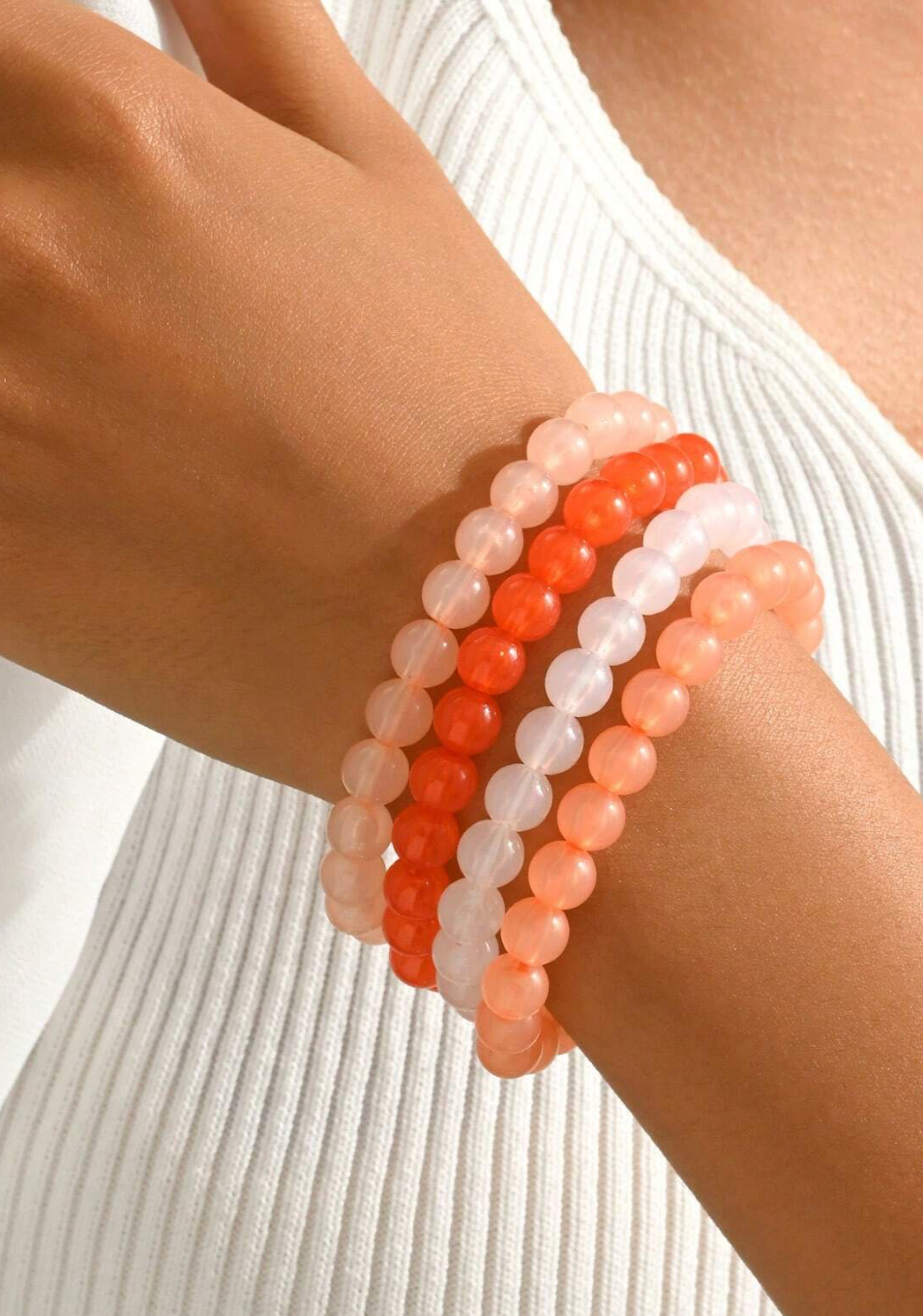 4pcs/Set Fashionable Bohemian Style Acrylic Gradient Beaded Bracelet Set For Women