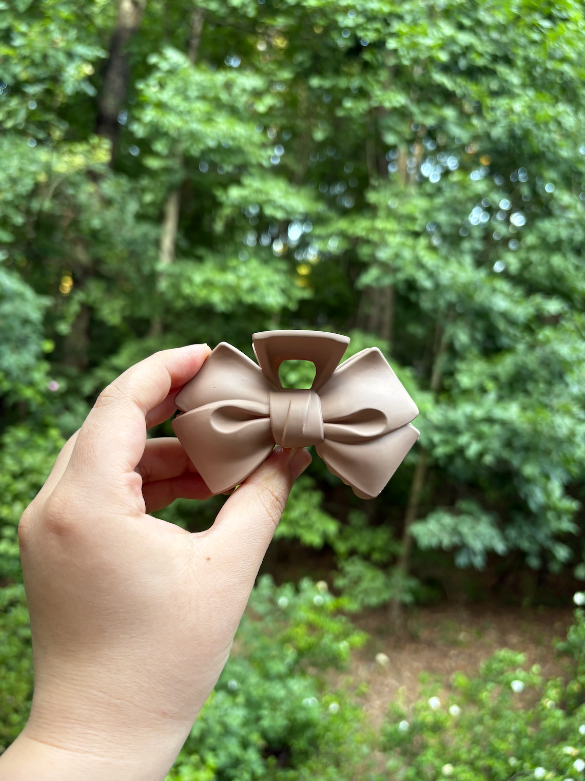 1 Pc Women 3.54in White Khaki Brown Bow Hair Claws Clips
