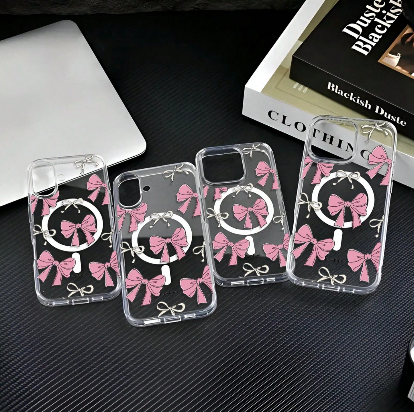 Pink Bow Transparent Magnetic Mobile Phone Case