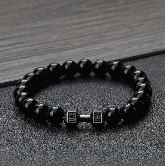 1 pc Classic Beaded Bracelet Gym Fitness Dumbbell Energy Men and Women Bracelets