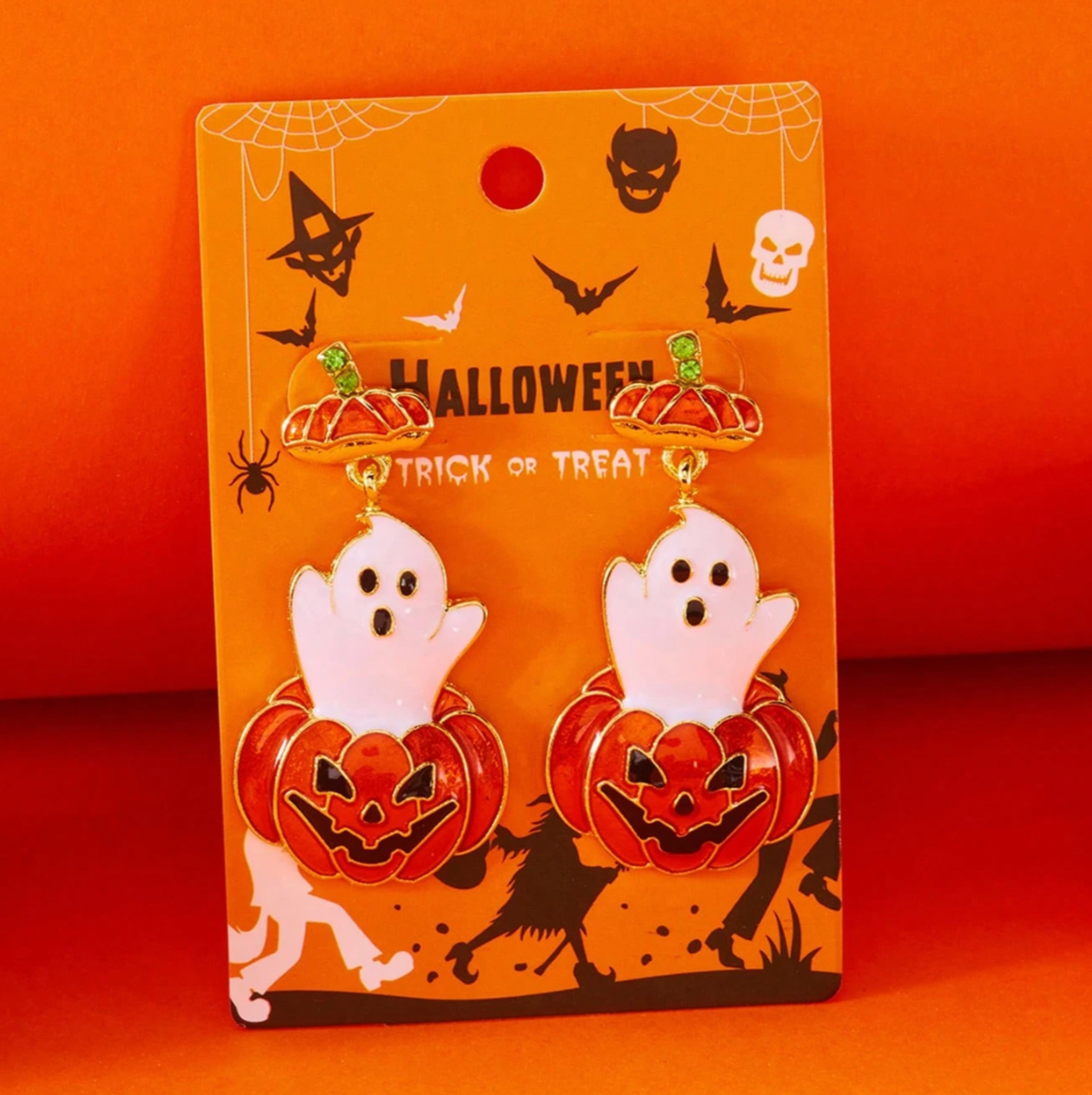 Halloween Pumpkin & Ghost Earrings