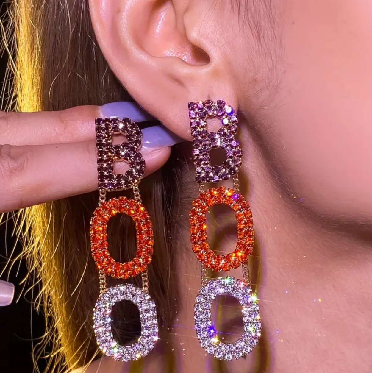 Festive Studded BOO Earrings – Charming and Luxurious Holiday Gift for Women 🎃✨