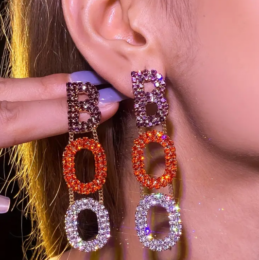 Festive Studded BOO Earrings – Charming and Luxurious Holiday Gift for Women 🎃✨