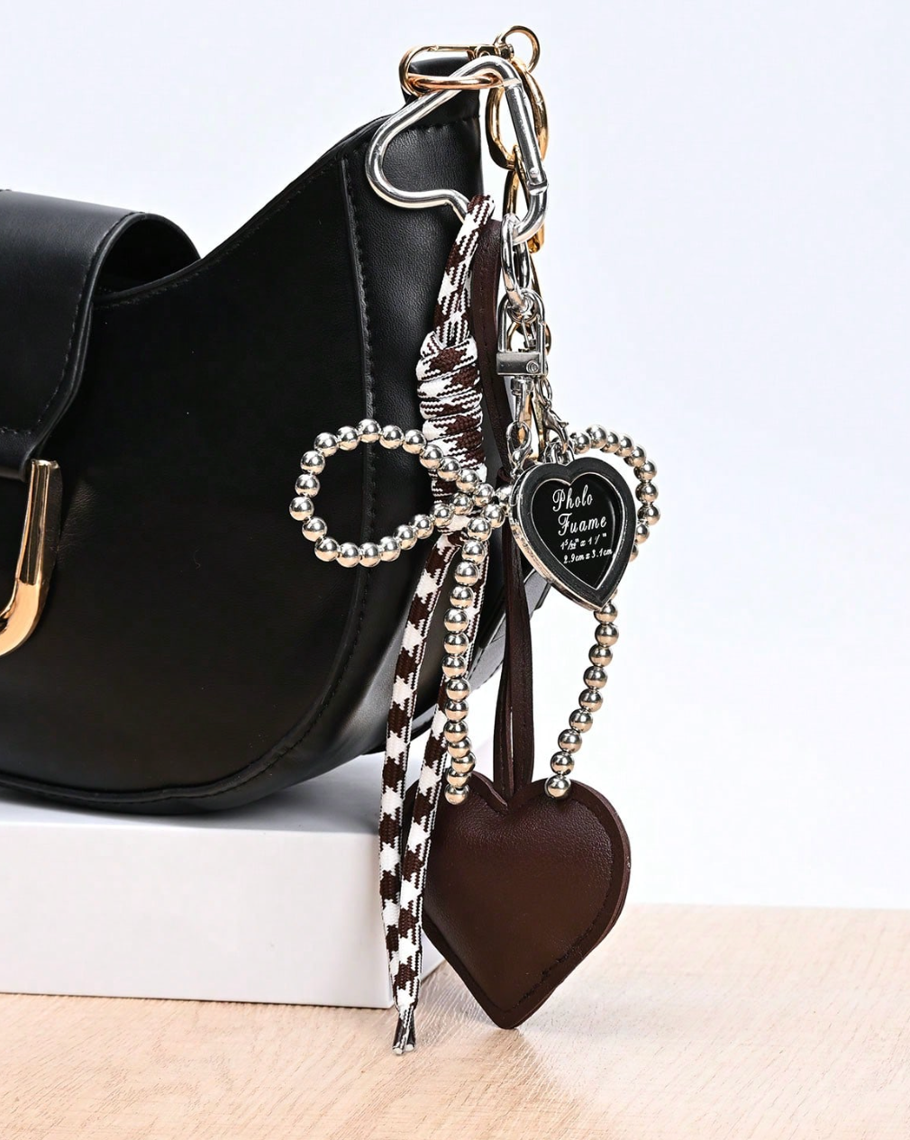 Bow Heart-Shaped Bag Charm