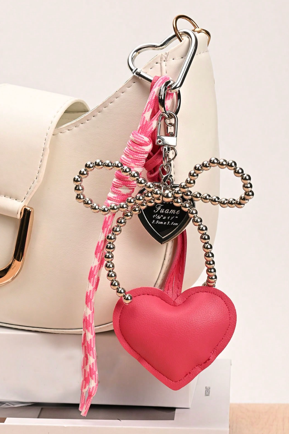 Bow Heart-Shaped Bag Charm