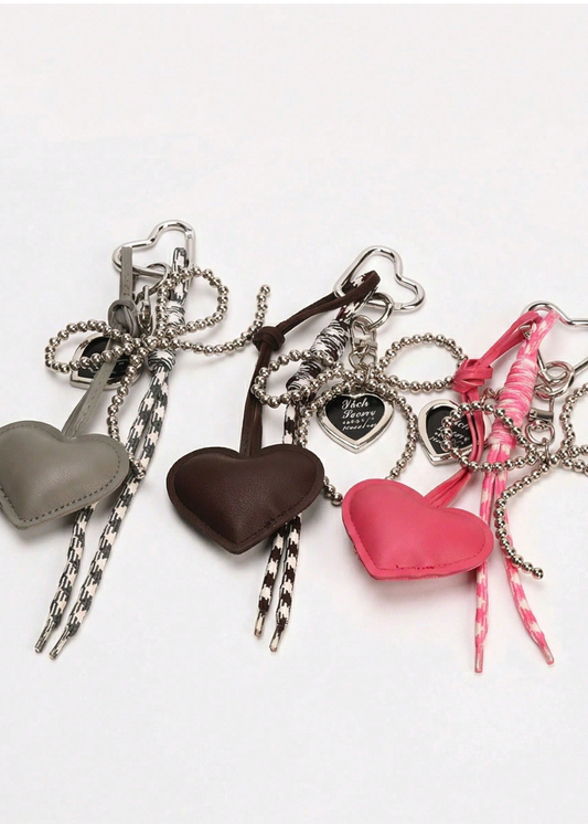 Bow Heart-Shaped Bag Charm