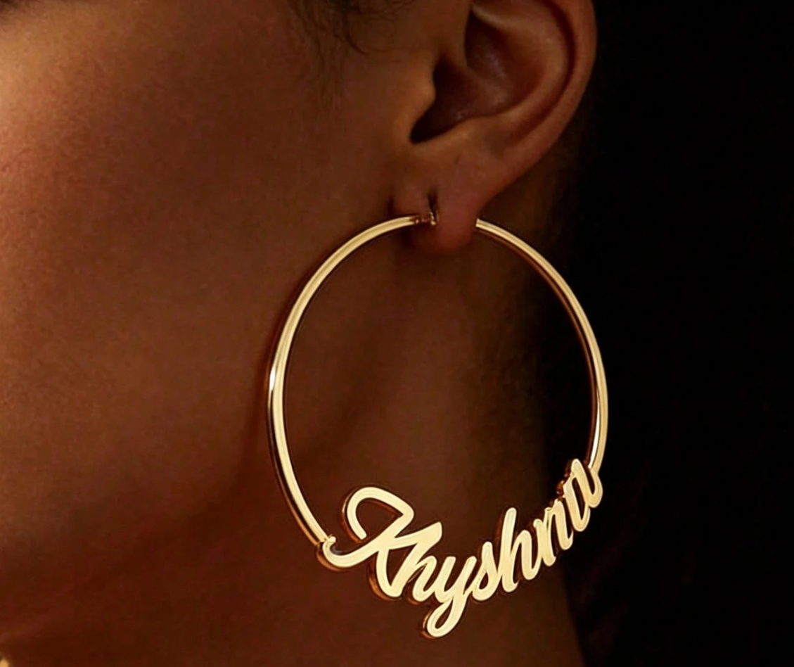Costum Name Round Earrings