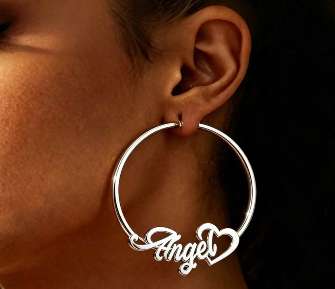 Costum Name Round Earrings