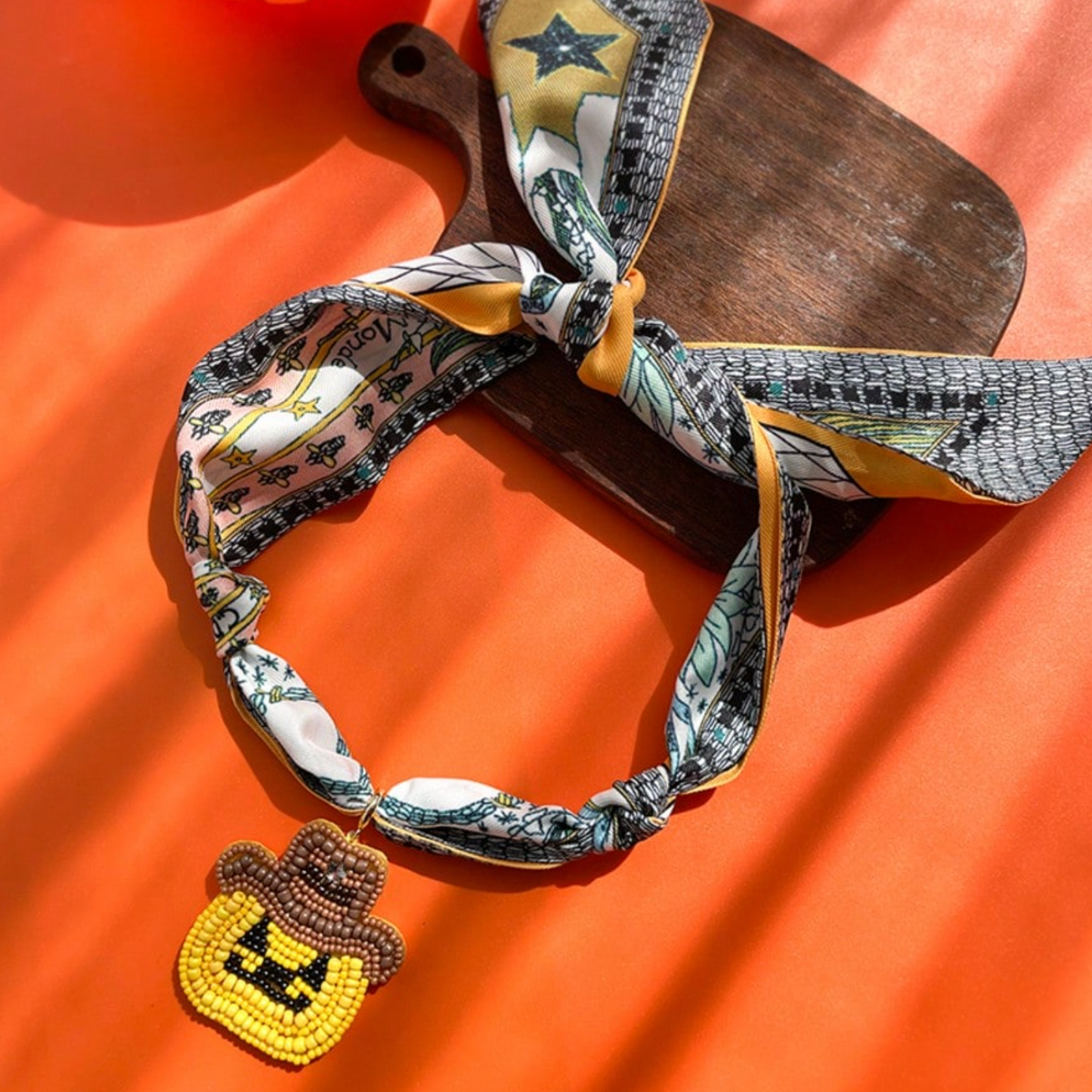 Halloween Beaded Scarf Necklace