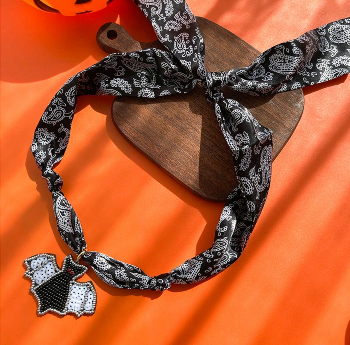 Halloween Beaded Scarf Necklace