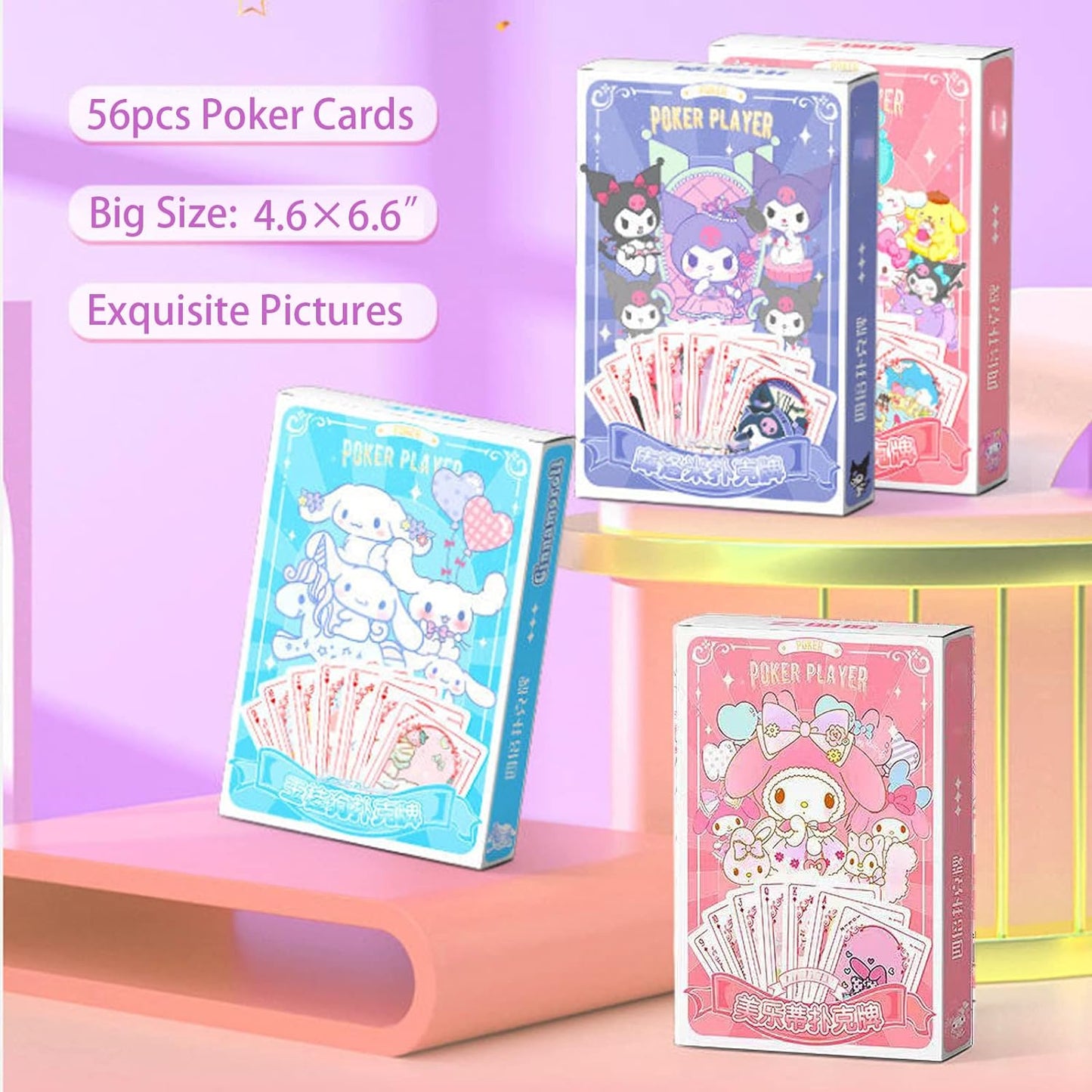 Anime Playing Cards for Card Games Poker Cards Cute Cartoons Deck of Cards Table Game Cards, 54 Pcs