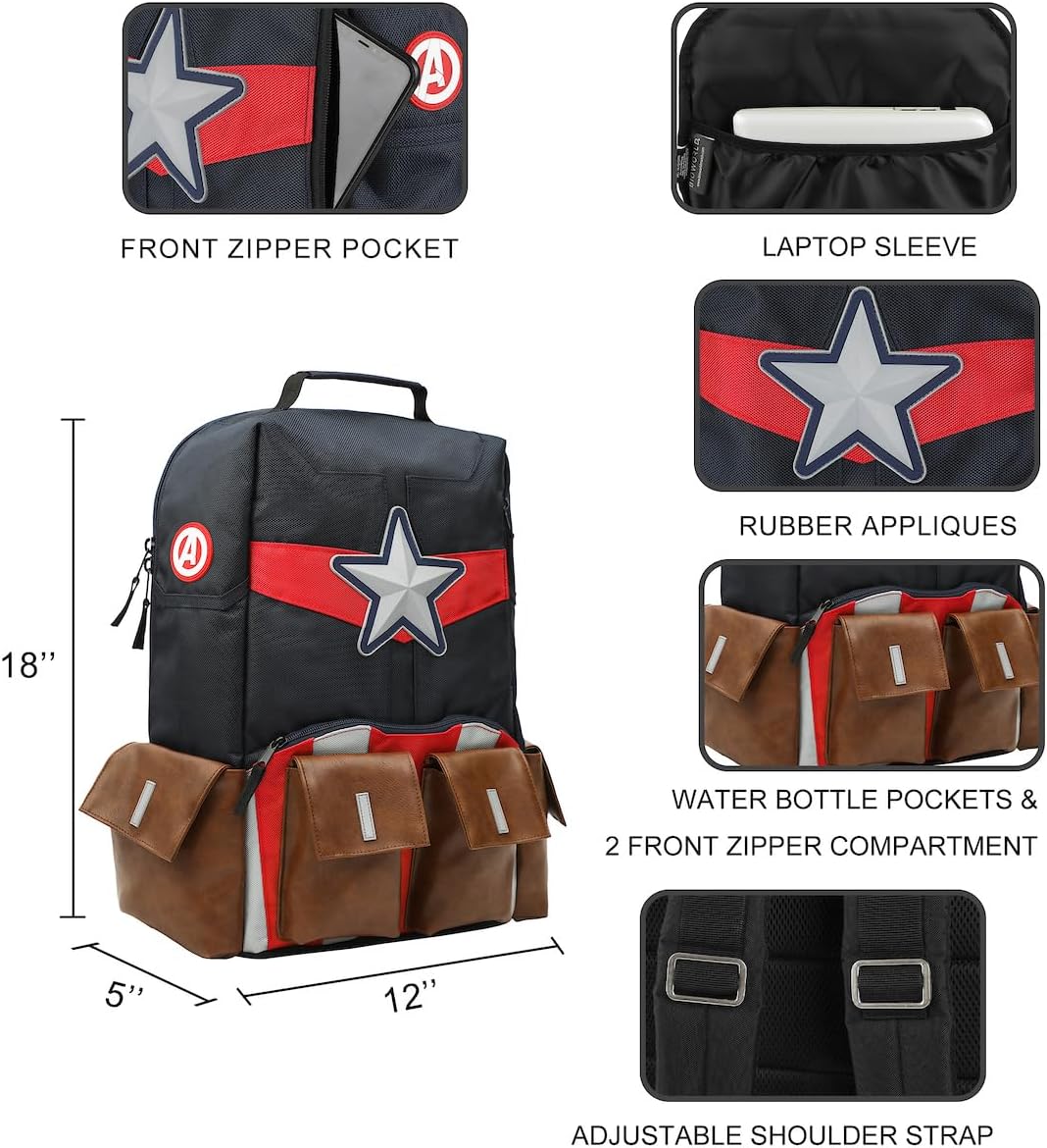 Marvel Captain America Suit Up Character 18” Backpack