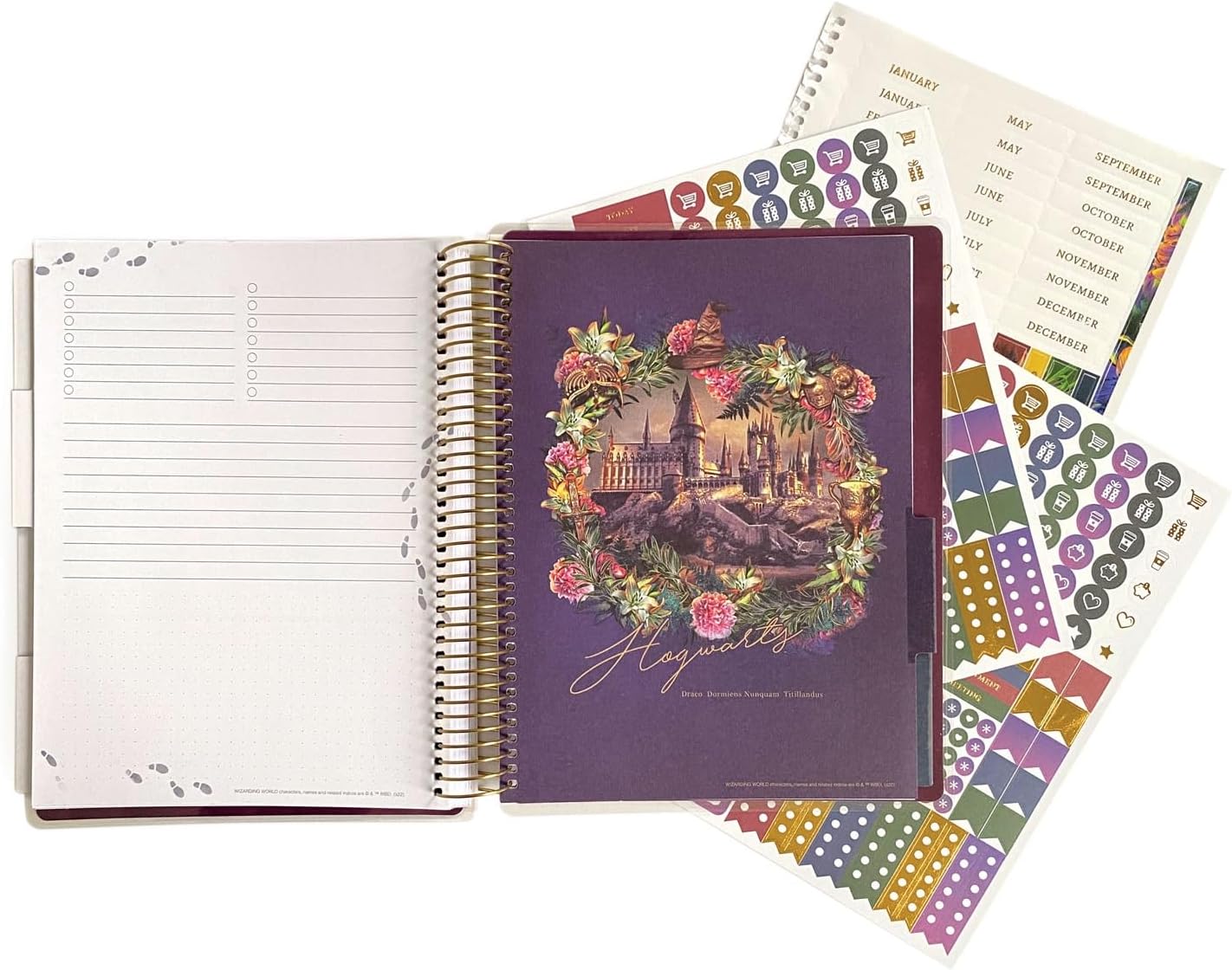 PrestigeQuill Floral Hogwarts Crest 12-Month Undated Planner by Paper House Productions