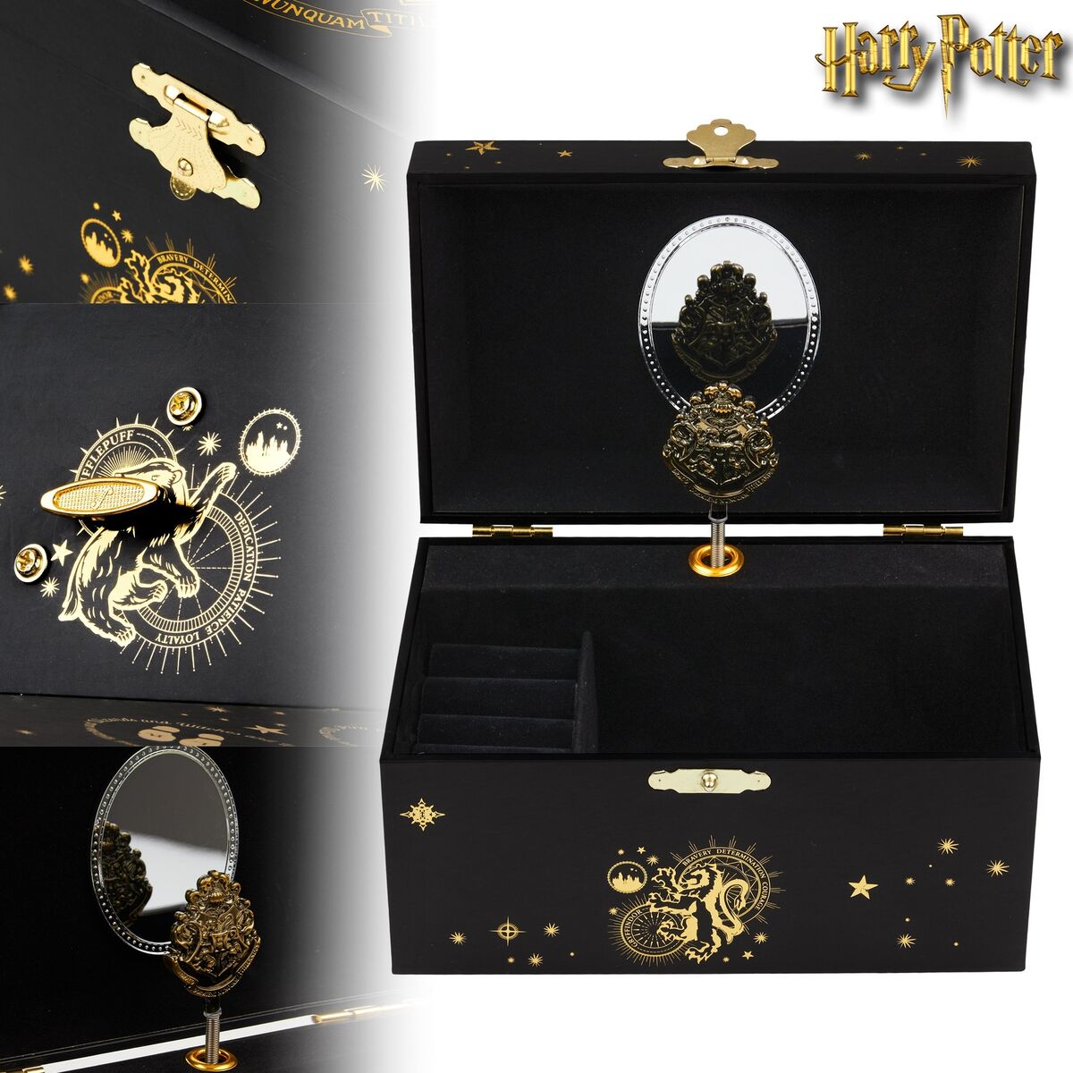 Harry Potter Musical Jewelry Box: Spinning Hogwarts Crest, Stylish Storage