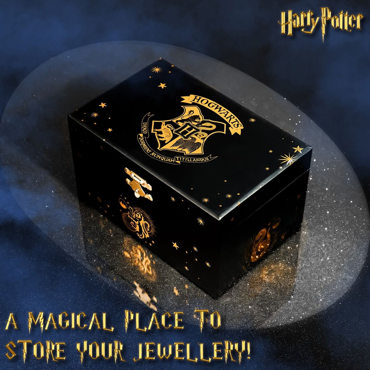 Harry Potter Musical Jewelry Box: Spinning Hogwarts Crest, Stylish Storage