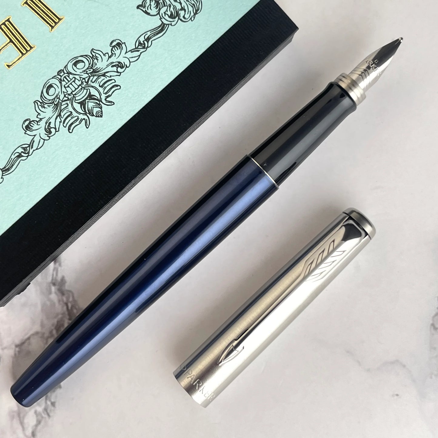 Parker Jotter Fountain Pen | Royal Blue | Medium Nib & Blue Ink