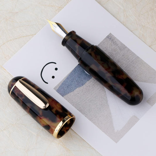 Majohn Q1 Fountain Pen Bent Nib Fude Pen, Little Fat Man Transparent Eyedropper Filling Pocket Pen Large Capacity