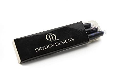 Dryden Designs Fountain Pen Set - Medium and Fine Nibs | Luxury Box, 6 Ink Cartridges - 3 Black 3 Blue, Ink Refill Converter - Intense Black