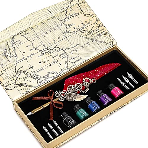 Feather Quill Pen Set - Inks, Nibs, Mechanical Quill