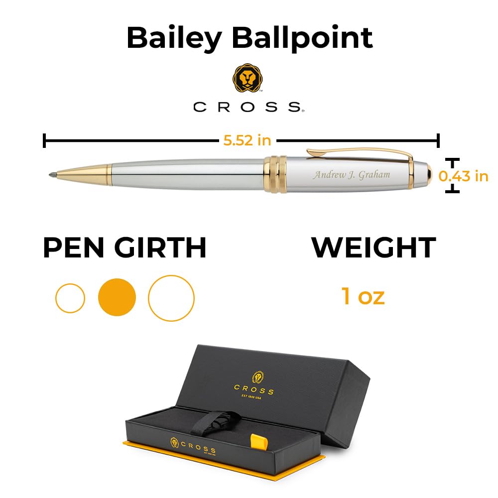 Prestigequill: Personalized Cross Bailey Medalist Ballpoint Pen for Business or Graduation