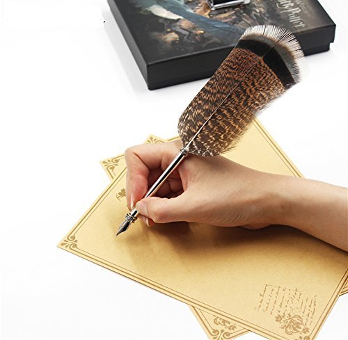 Harry Potter Owl Feather Quill Pen with Ink set Writing Dip Ink Pens