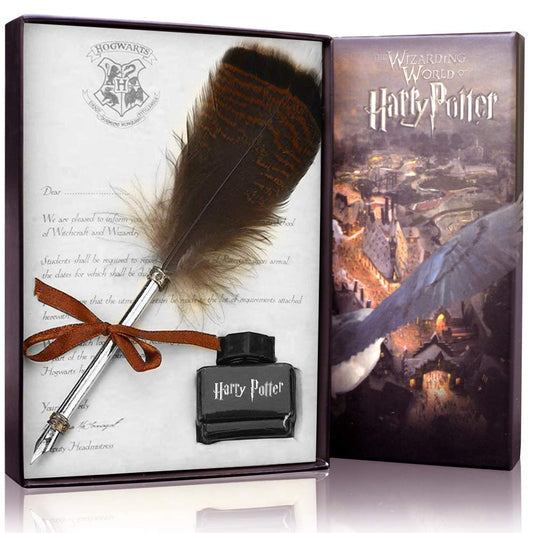 Harry Potter Owl Feather Quill Pen with Ink set Writing Dip Ink Pens