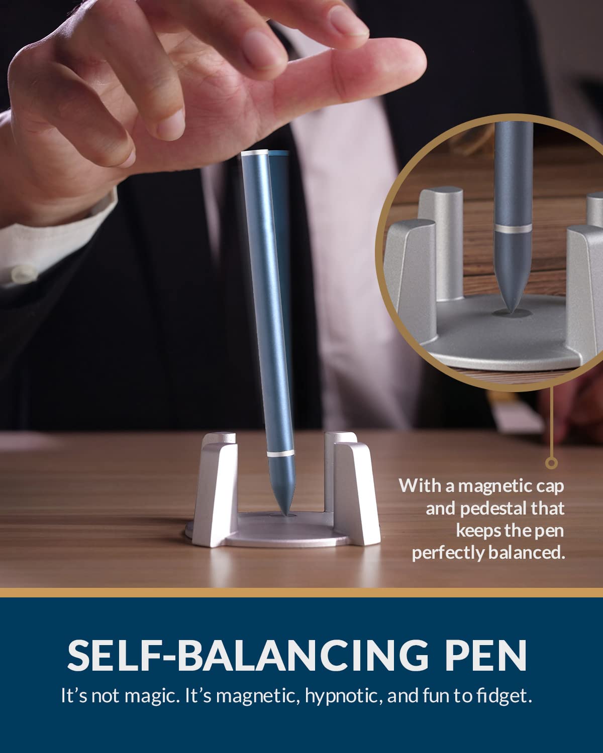 Novium Hoverpen - Luxury Hoverpen Executive Ballpoint Pen for Men & Women | Vertically Standing Design, Free-Flowing Ink, Metal Construction