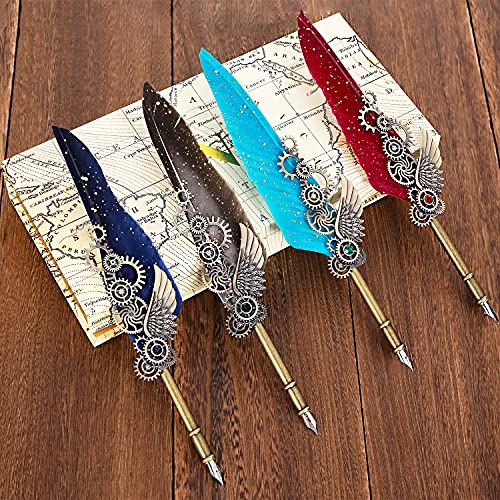 Feather Quill Pen Set - Inks, Nibs, Mechanical Quill