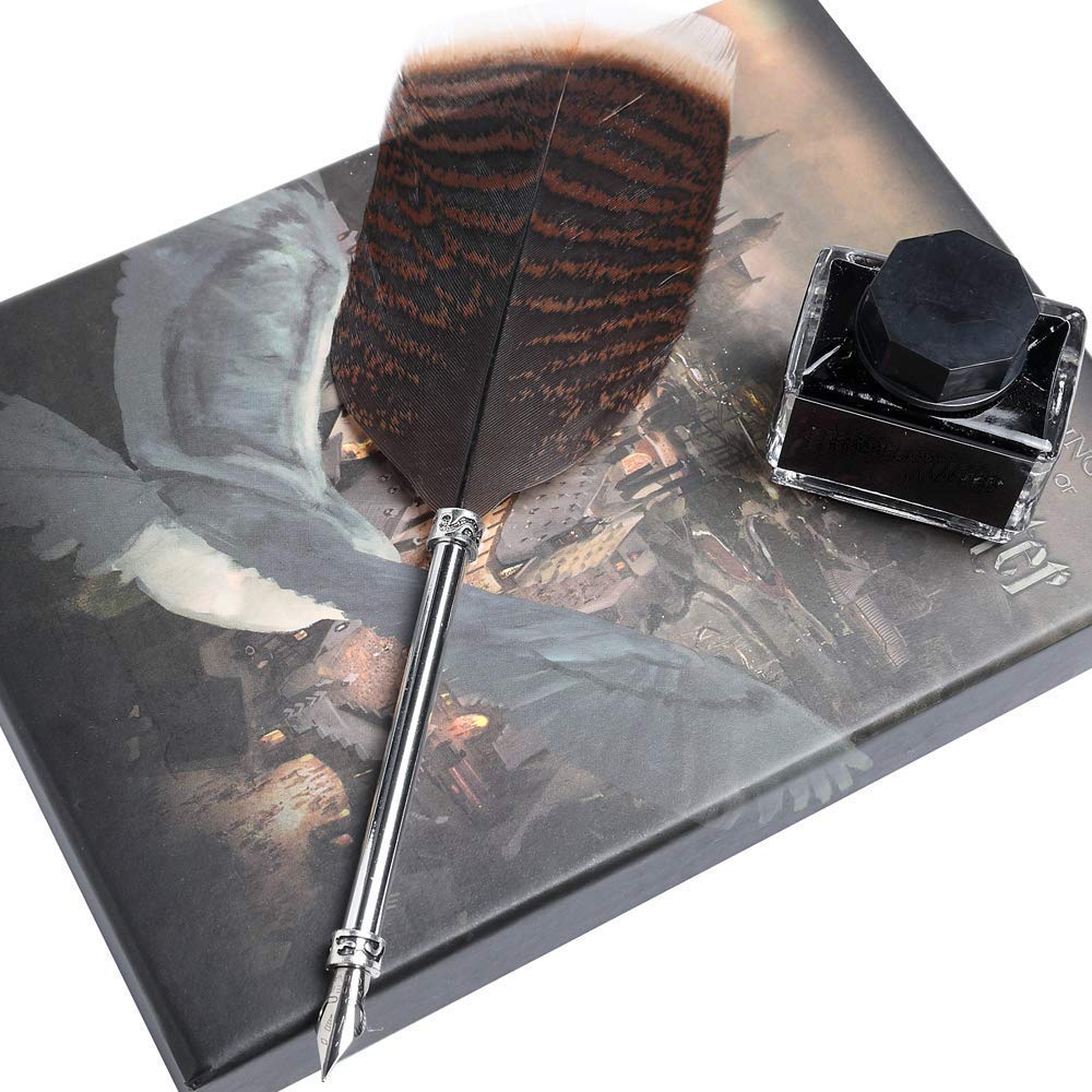 Harry Potter Owl Feather Quill Pen with Ink set Writing Dip Ink Pens