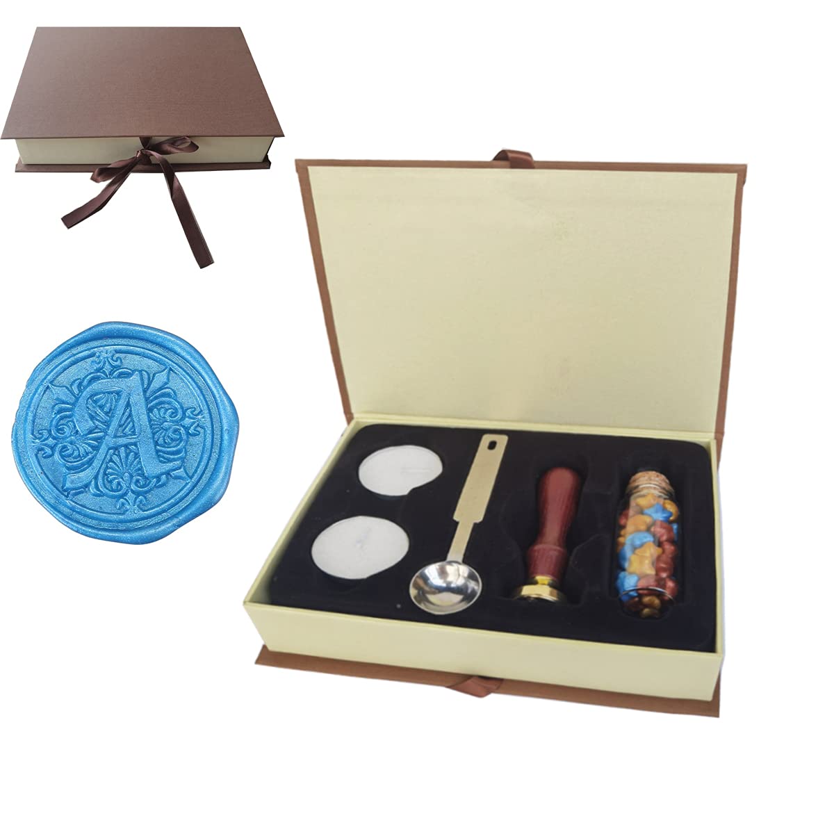 7PCS Hogwarts Wax Seal Stamp Kit, Vintage Letter Wax Seal Stamp Kit, Hogwarts Classic Stamp Seal Gift Box Set for DIY Craft Invitations, Cards, Letters, Gift Idea