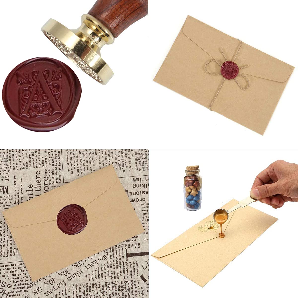 7PCS Hogwarts Wax Seal Stamp Kit, Vintage Letter Wax Seal Stamp Kit, Hogwarts Classic Stamp Seal Gift Box Set for DIY Craft Invitations, Cards, Letters, Gift Idea