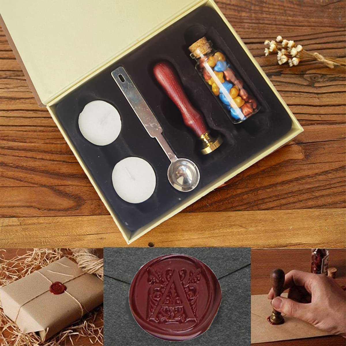 7PCS Hogwarts Wax Seal Stamp Kit, Vintage Letter Wax Seal Stamp Kit, Hogwarts Classic Stamp Seal Gift Box Set for DIY Craft Invitations, Cards, Letters, Gift Idea